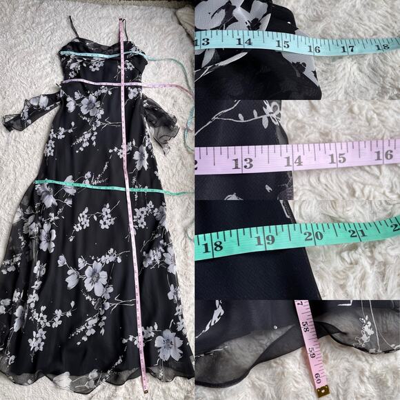 Cache prom dress vintage rhinestone beaded floral maxi gown cocktail formal S - Picture 4 of 17